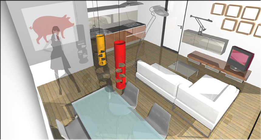La zona living e di design (Render 3D) slide2